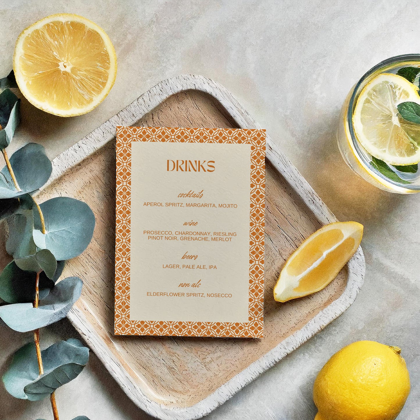 Drinks Menu | Limoncello Love Letters