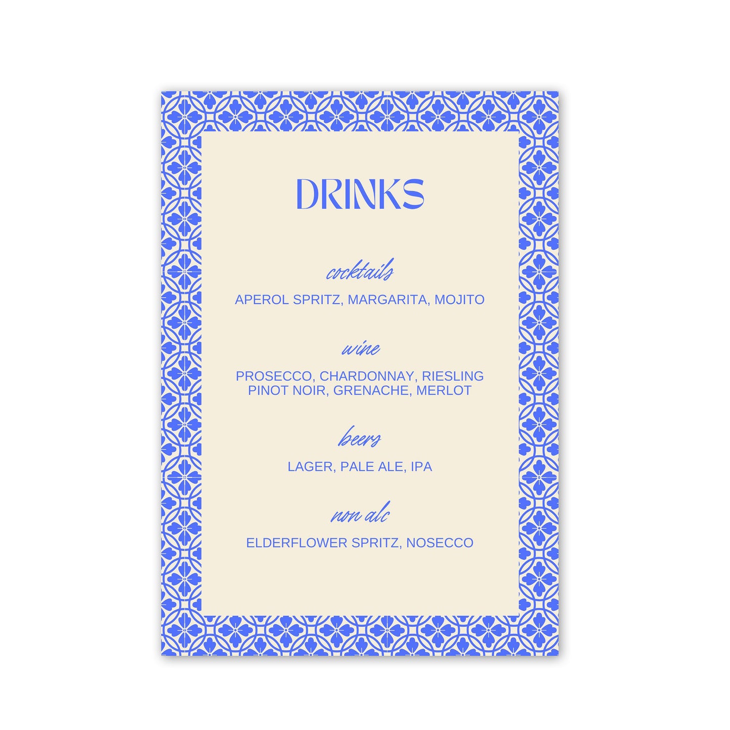 Drinks Menu | Limoncello Love Letters
