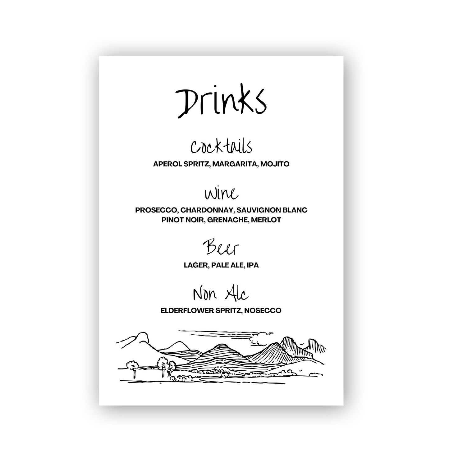 Drinks Menu | Wine Country Kisses