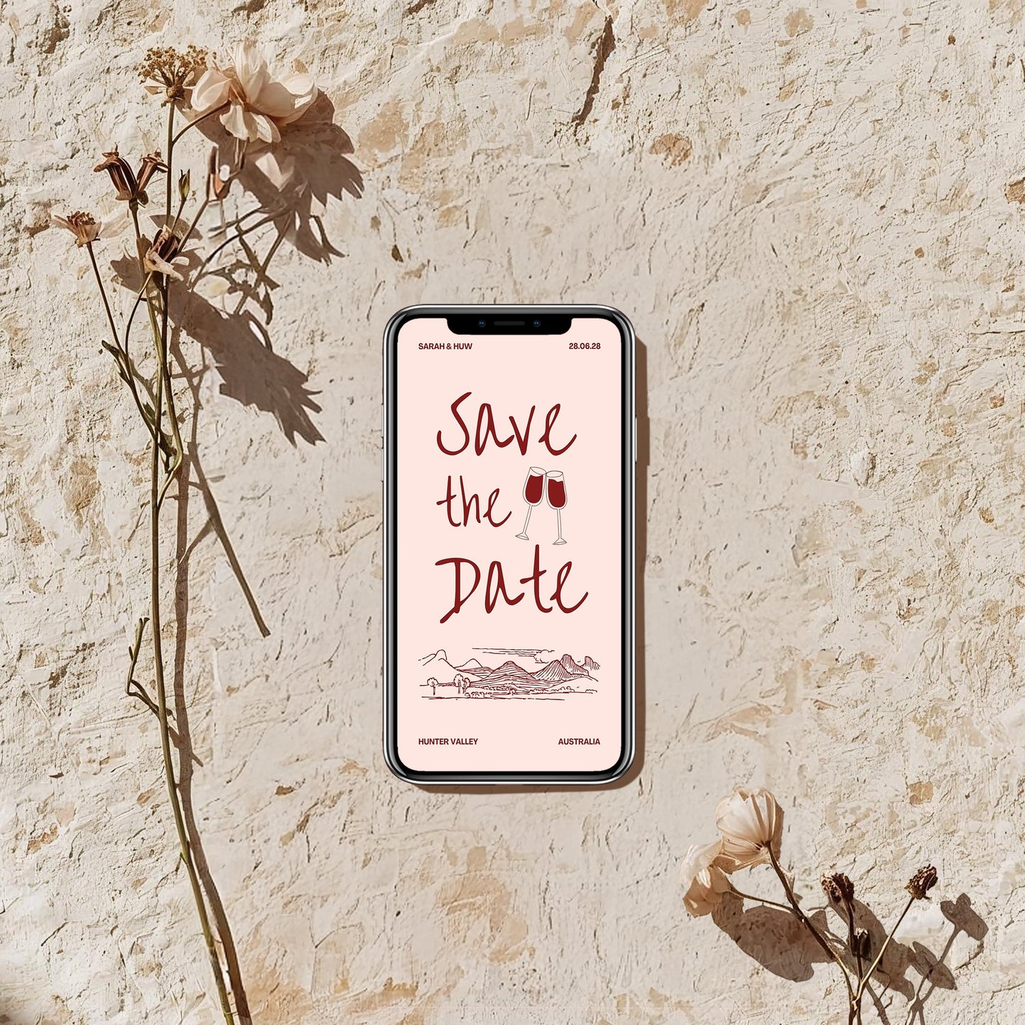 Digital Save the Date | Wine Country Kisses