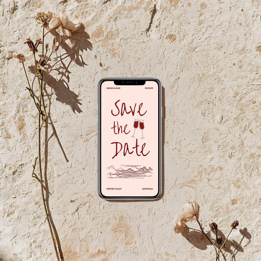 Digital Save the Date | Wine Country Kisses